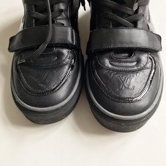 Louis Vuitton Black Patent Calfskin Embossed Monogram Tower Sneakers EUC 7(8 US) - Picture 5 of 10